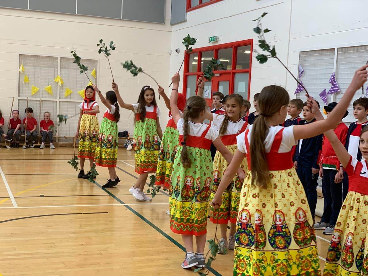 School Children with Branches